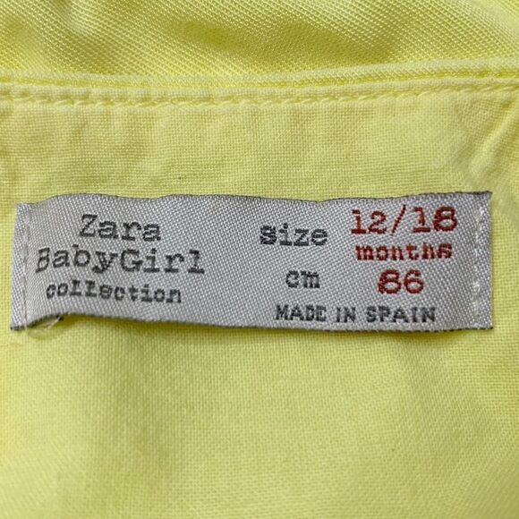Zara Baby Girl 12-18 Months Ruffle Sleeveless Yellow Romper - Picture 7 of 10